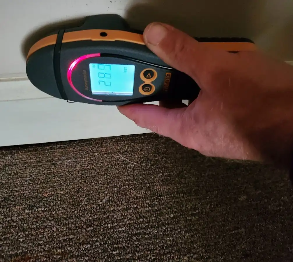 Moisture detection at baseboard during Burst Pipe Cleanup in Oak Grove